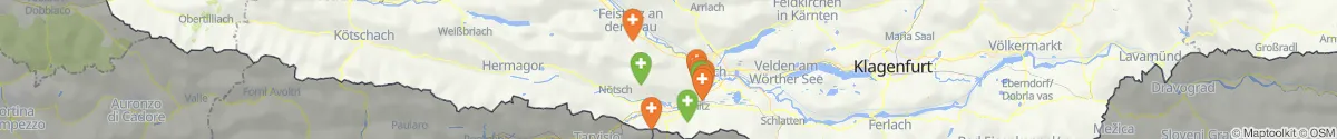 Kartenansicht für Apotheken-Notdienste in der Nähe von Nötsch im Gailtal (Villach (Land), Kärnten)